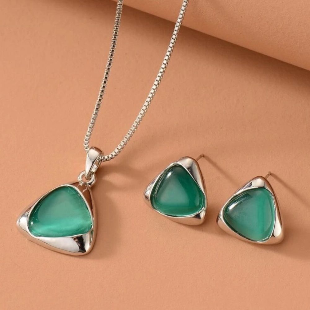 3for$20 Triangle Pendant Necklace & Stud Earrings